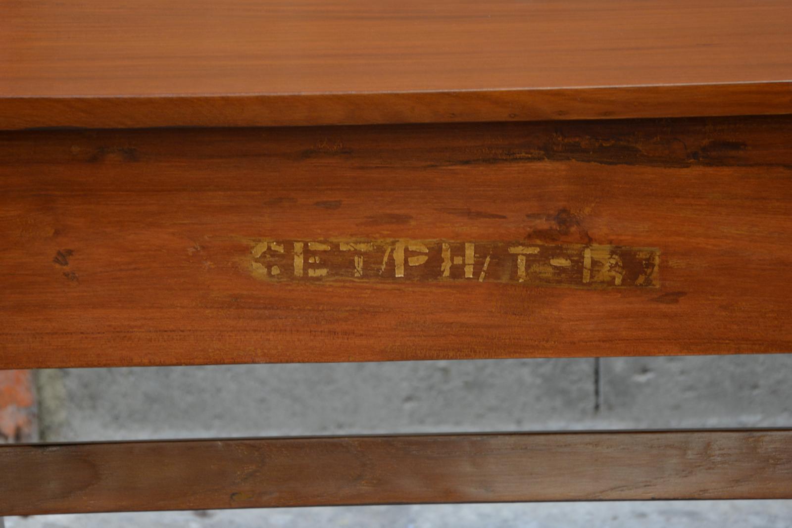 Wood Pierre Jeanneret Student Desk with Rare Triple Original Lettering For Sale