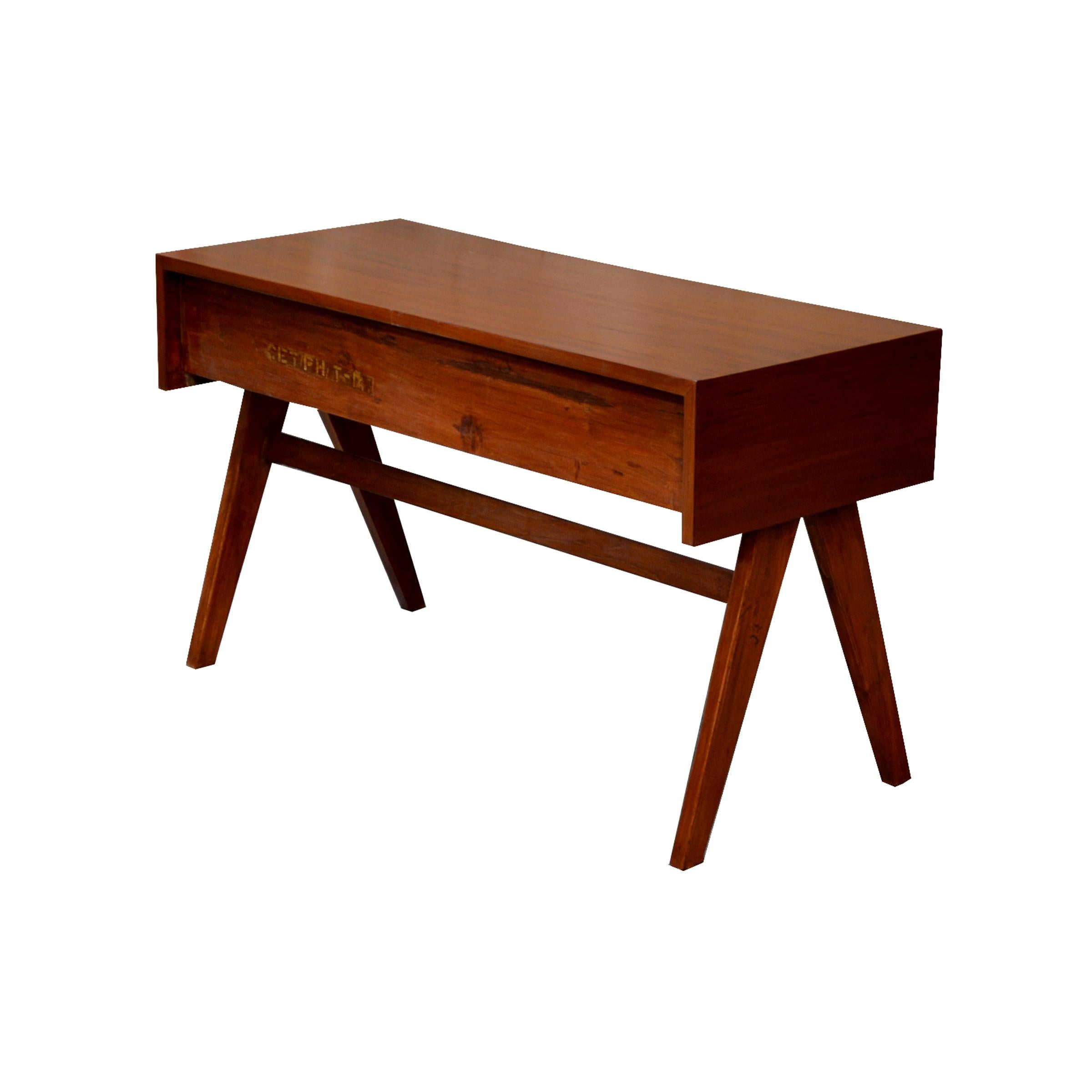 Pierre Jeanneret Student Desk with Rare Triple Original Lettering For Sale
