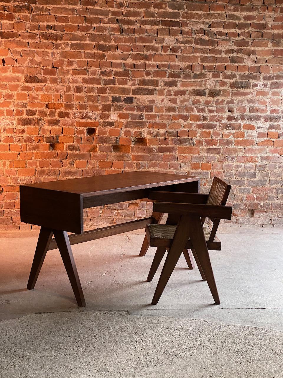 20th Century Pierre Jeanneret Student Library Desk & V Leg Chair Chandigarh