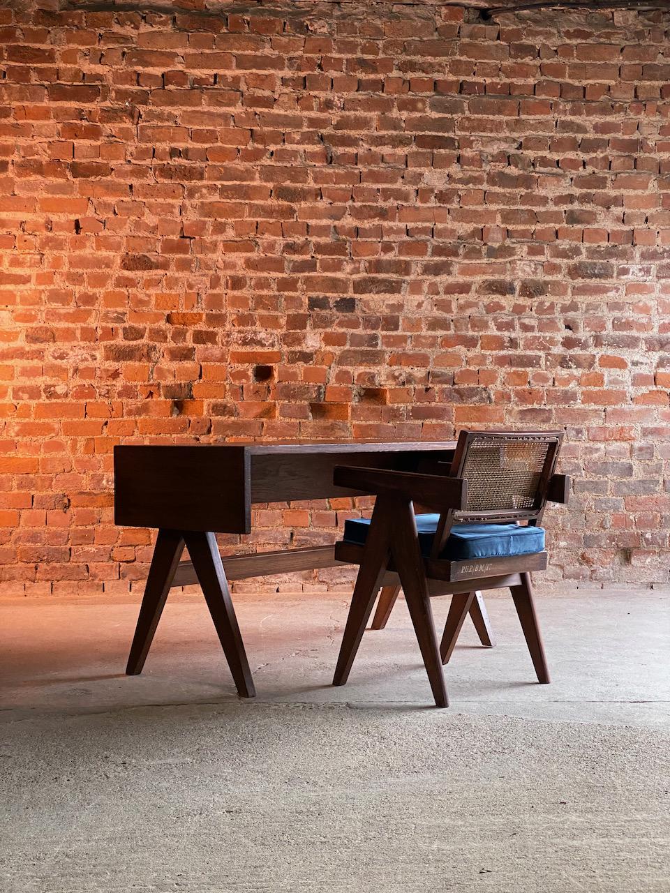 Cane Pierre Jeanneret Student Library Desk & V Leg Chair Chandigarh