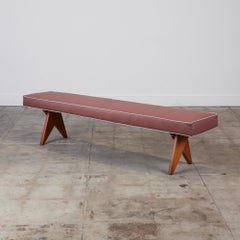 Pierre Jeanneret Style Leather Bench