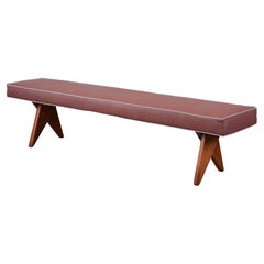 Pierre Jeanneret Style Leather Bench