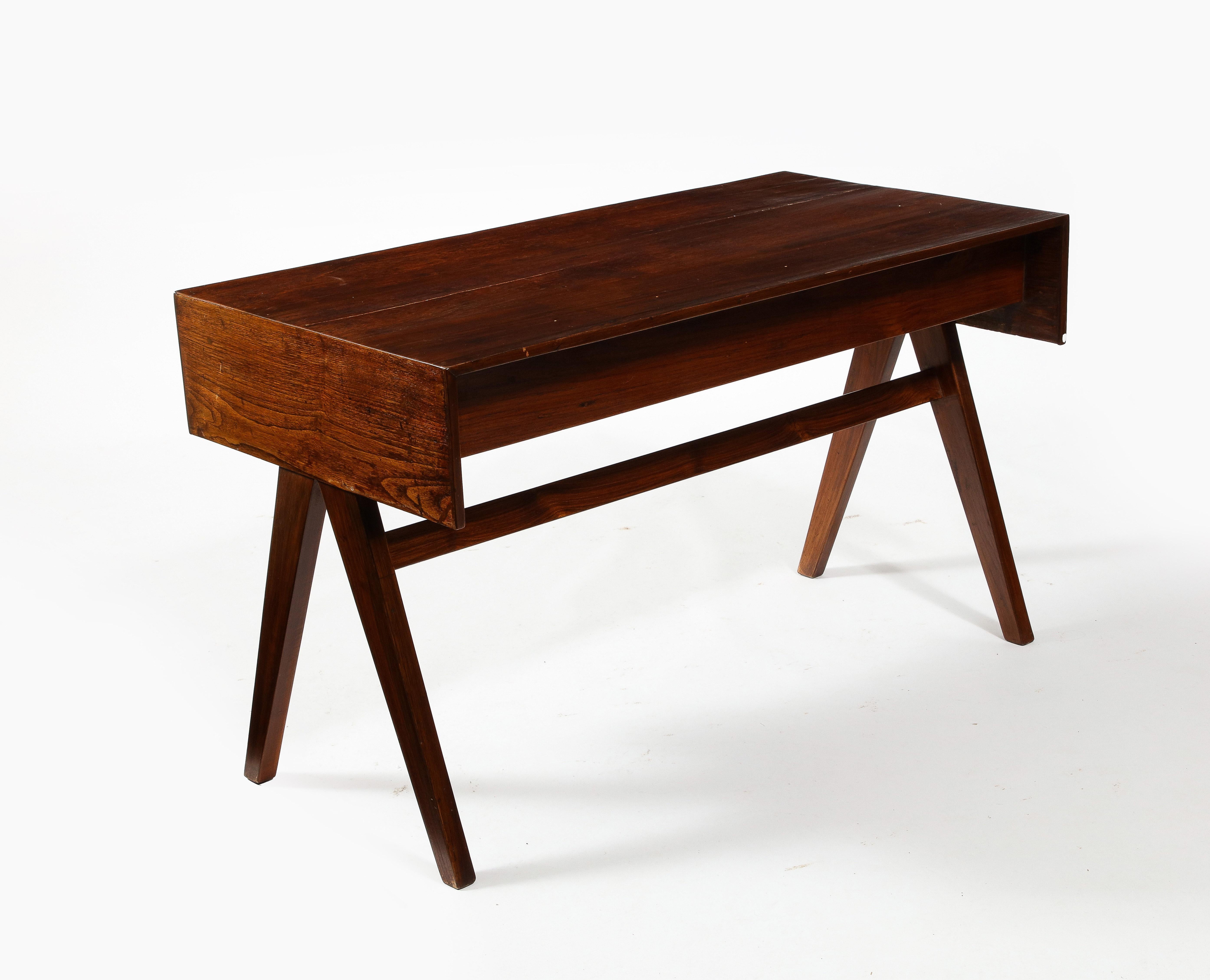 Pierre Jeanneret Style Mid-Century 'Student' Compass Desk, India 1960's For Sale 6