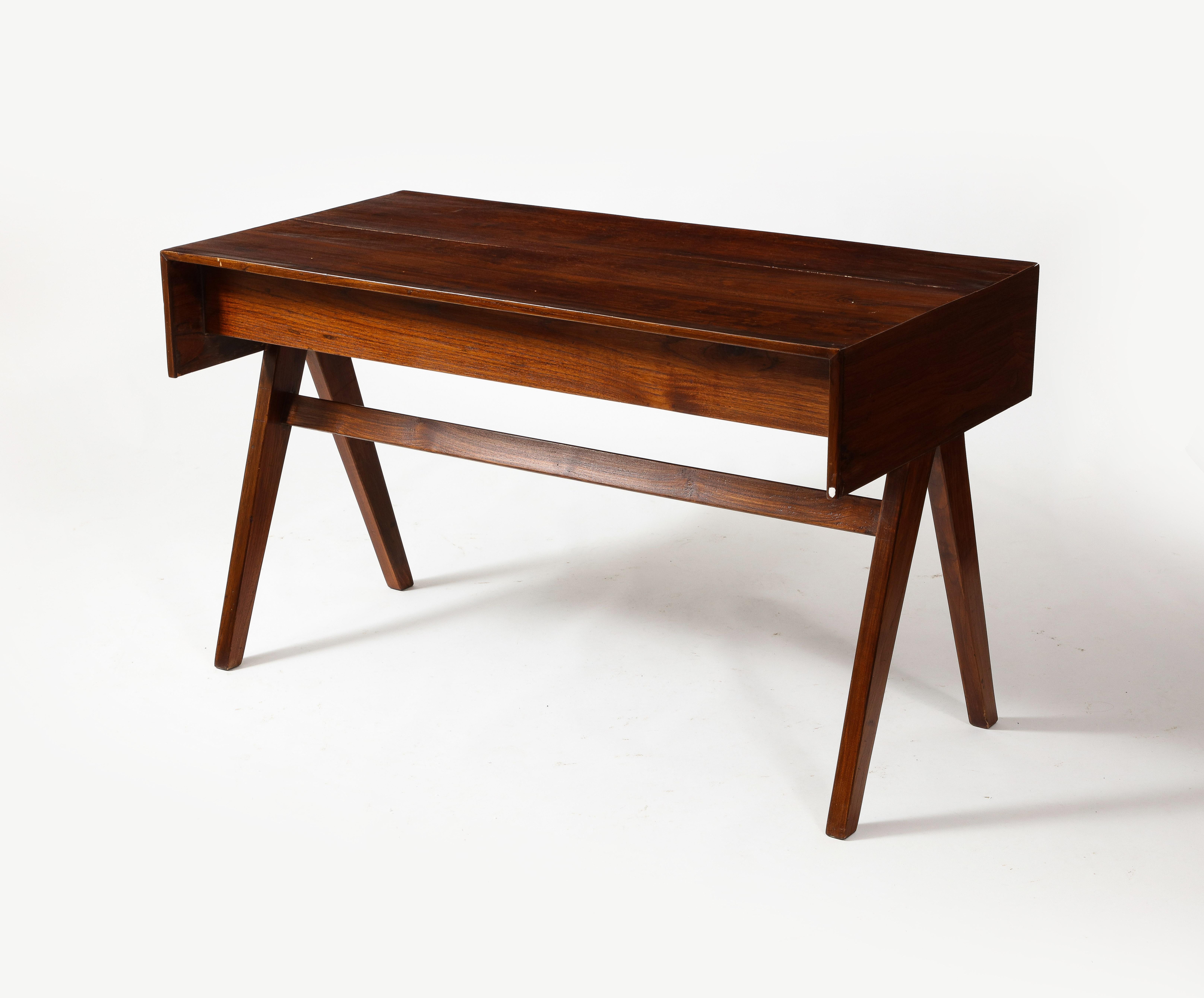 Undocumented but very much in the style of Pierre Jeanneret Style Mid-Century 'Student' Compass Desk, India 1960's.