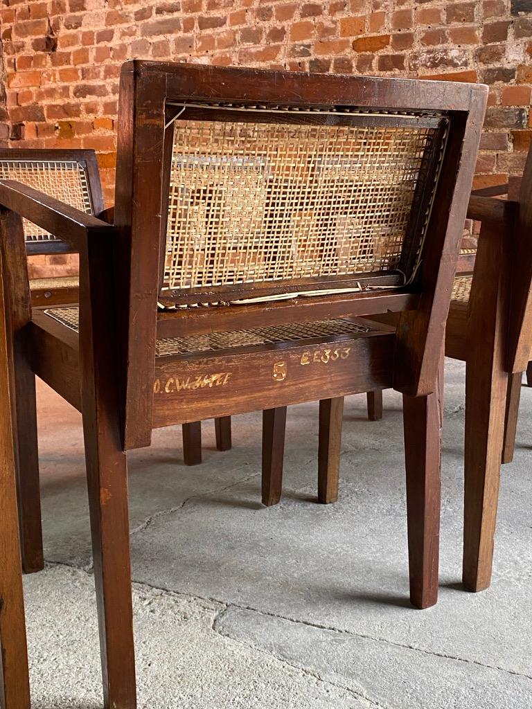 Cane Pierre Jeanneret ‘Take Down’ Teak Armchairs Set of Eight Chandigarh Circa 1955 For Sale