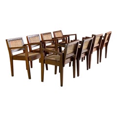 Pierre Jeanneret ‘Take Down’ Teak Armchairs Set of Eight Chandigarh Circa 1955