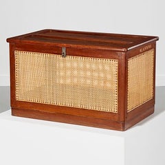 Pierre Jeanneret, Cassapanca in teak e lino di canna Mid Century Modern, 1932