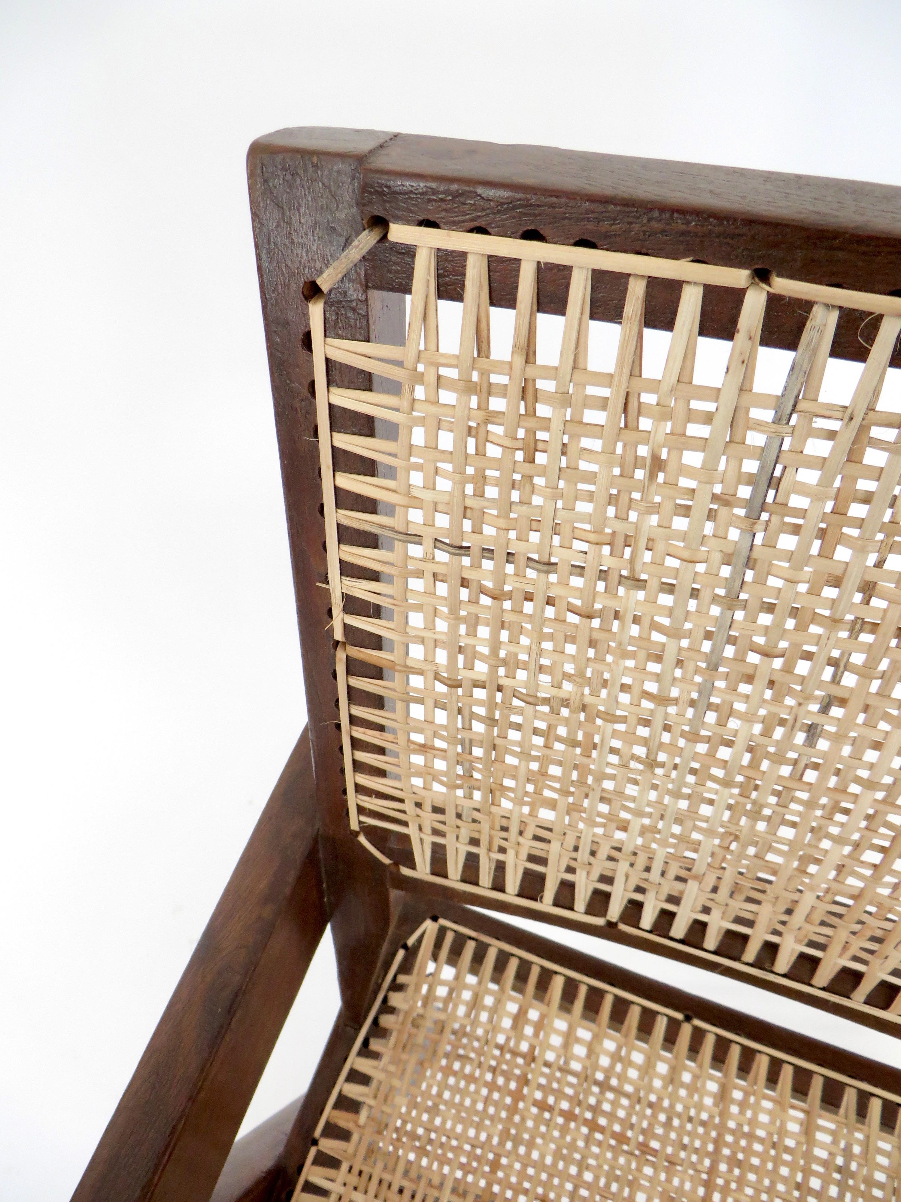 Pierre Jeanneret Teak and Cane Office Armchair from Chandigarh 8