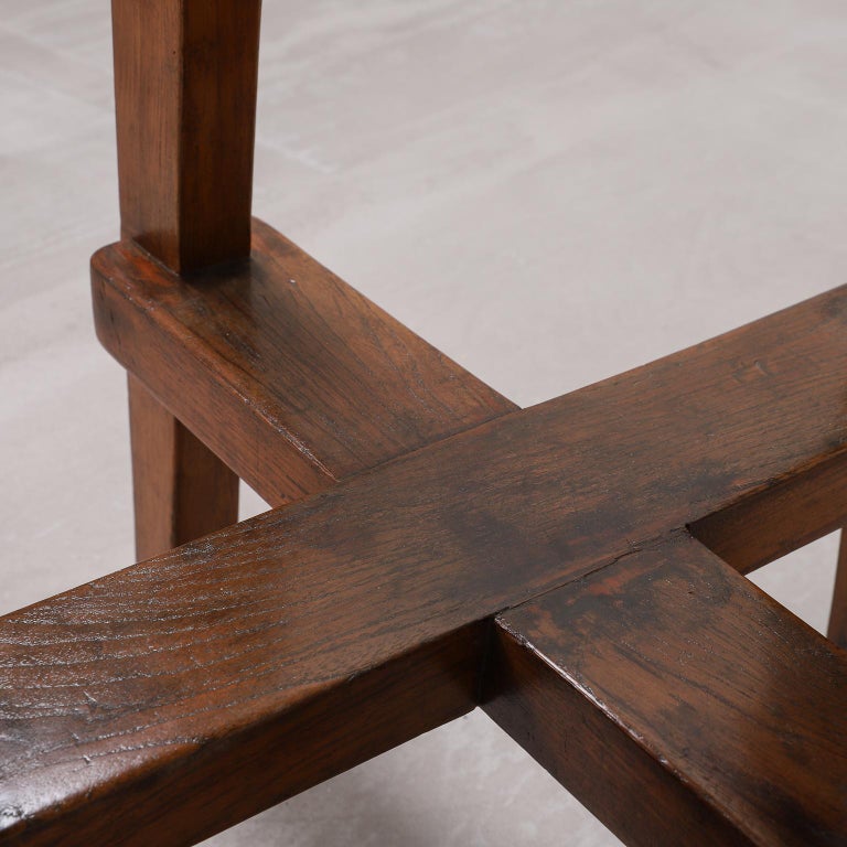 Mid-20th Century Pierre Jeanneret Teak and Cane Stool, Model no. PJ-SI-21-B For Sale