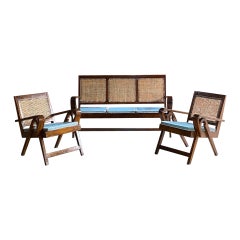 Retro Pierre Jeanneret Teak Lounge Sofa Set *OFFICIAL CERTIFICATE BY JACQUES DWORCZAK*