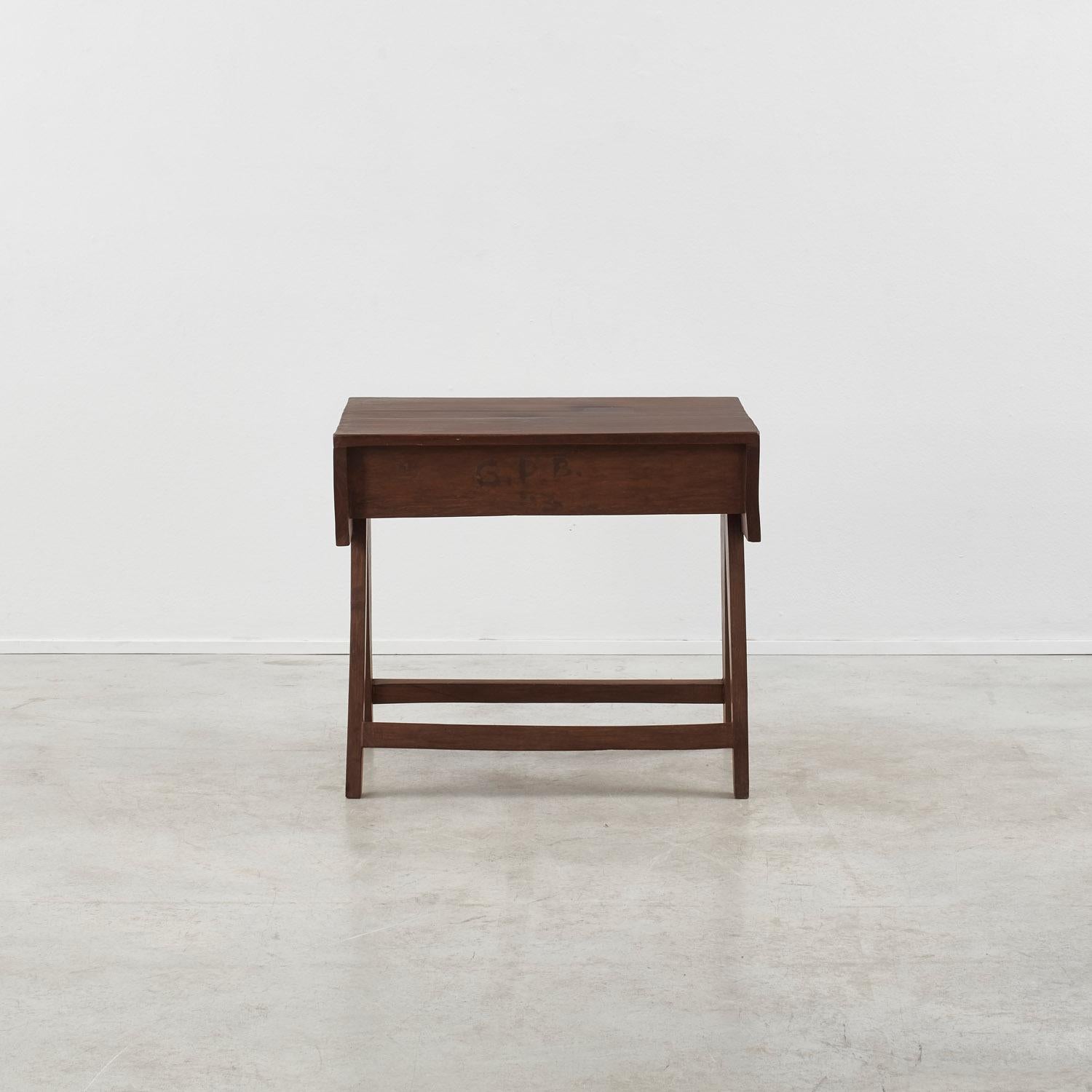 Pierre Jeanneret teak student desk Chandigarh - France, 1960s In Good Condition For Sale In London, GB