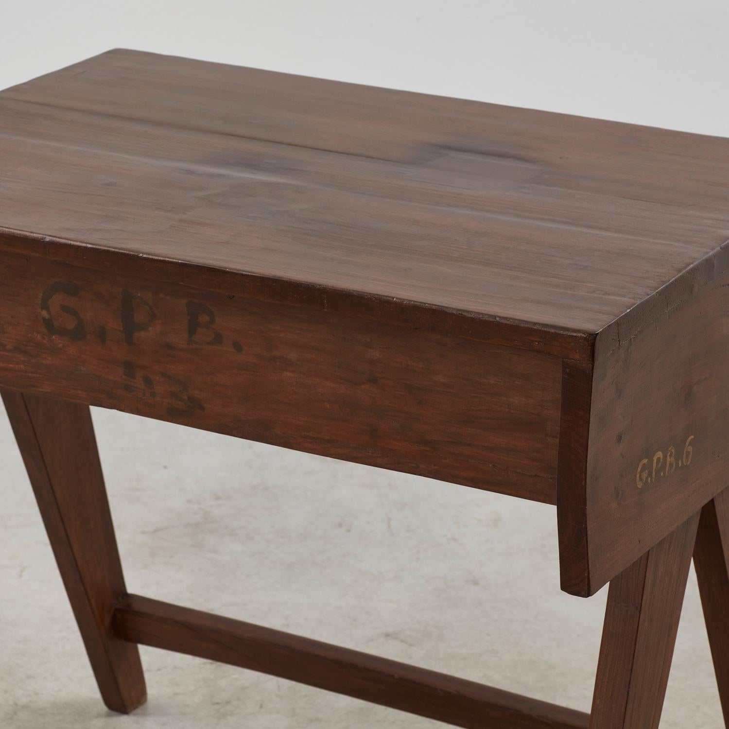 Mid-20th Century Pierre Jeanneret teak student desk Chandigarh - France, 1960s For Sale