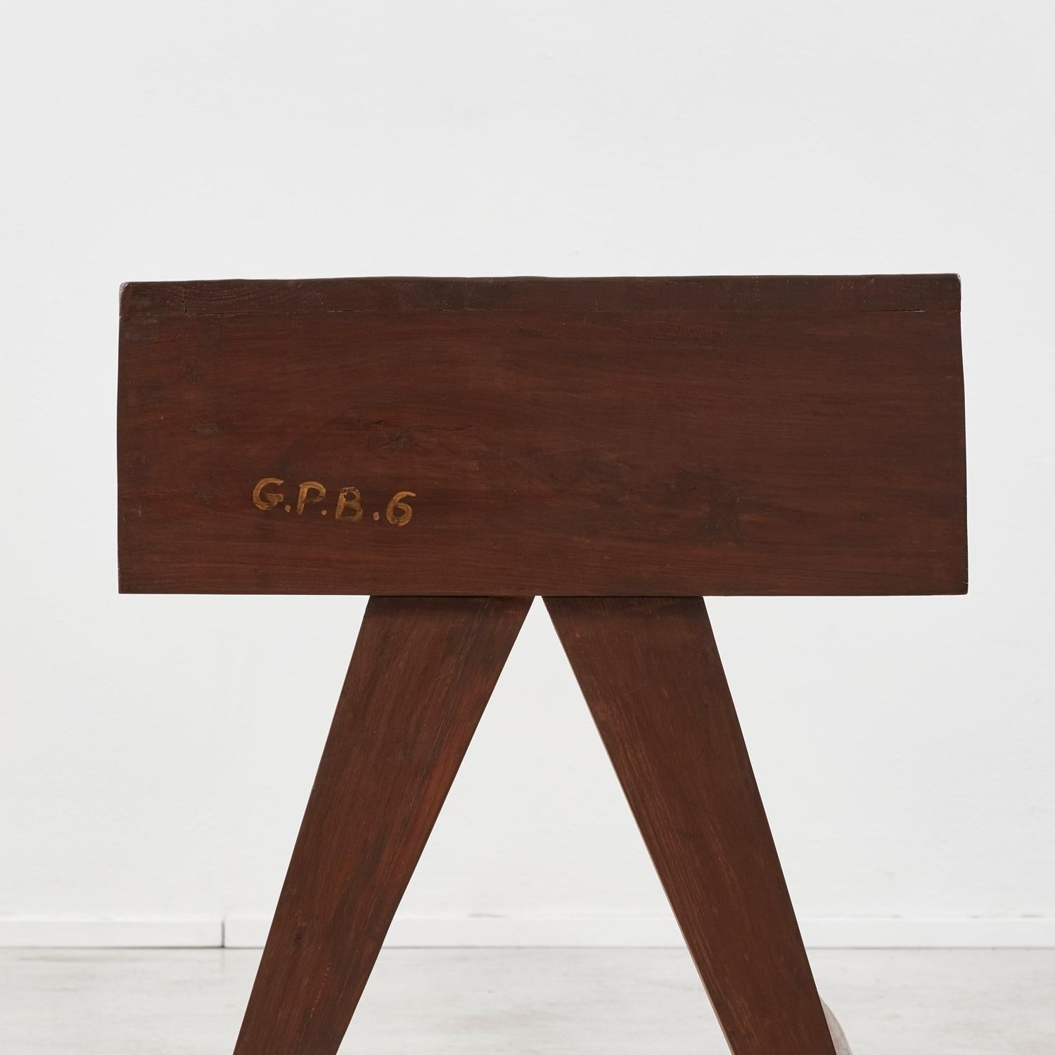 Teak Pierre Jeanneret teak student desk Chandigarh - France, 1960s For Sale
