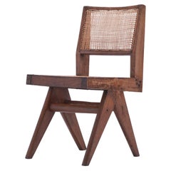 Pierre Jeanneret V-Type Chair in heavily patinated Teak & Cane from Chandigarh