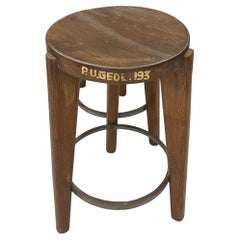 Pierre Jeanneret Wooden Stool with Iron Ring, Set of 4.