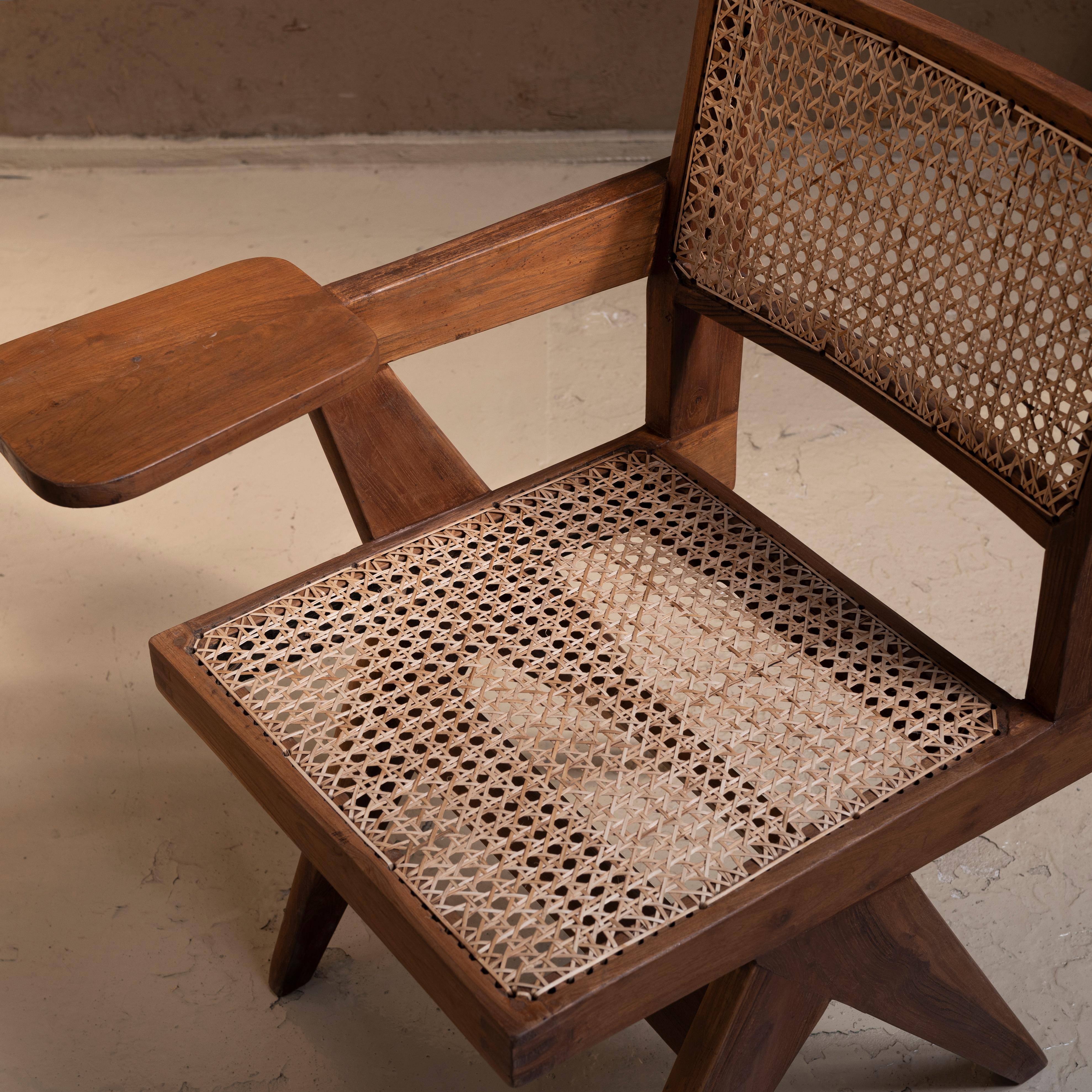 Cane Pierre Jeanneret, Writing Chair, Circa 1960s, Chandigarh, India For Sale