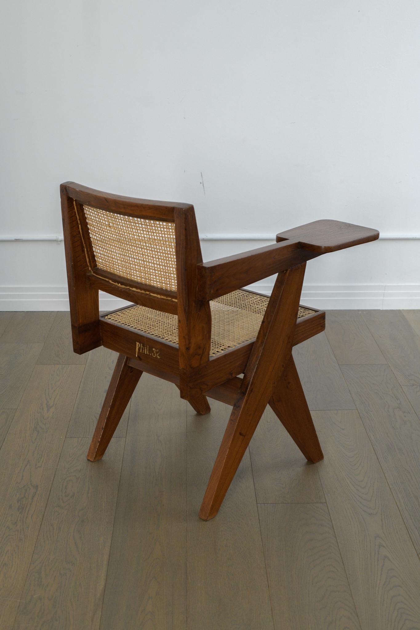 Schreibstuhl von Pierre Jeanneret aus der Punjab University, Chandigarh (Indisch) im Angebot