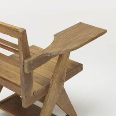 Pierre Jeanneret, chaise à écrire avec bureau, Chandigarh, années 1960
