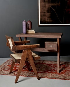 Pierre Jeanneret Writing Desk with original stencils, Chandigarh, c. 1960