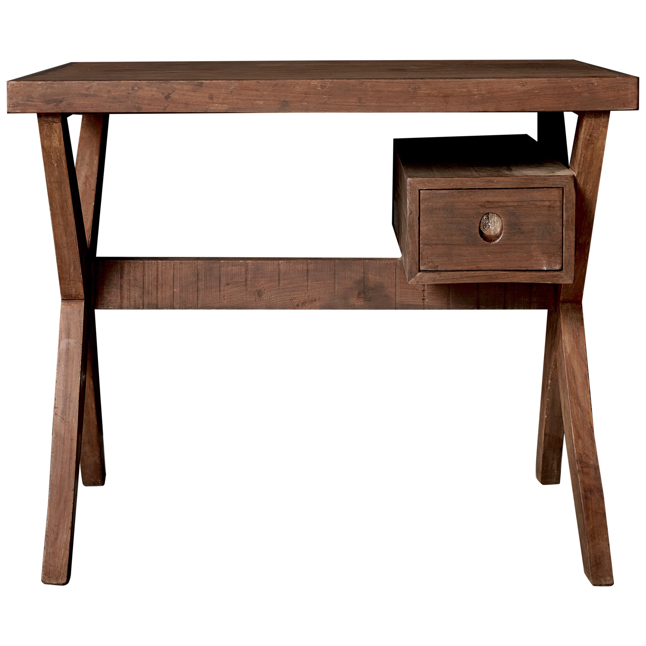 Pierre Jeanneret Writing Desk with original stencils, Chandigarh, c. 1960 For Sale