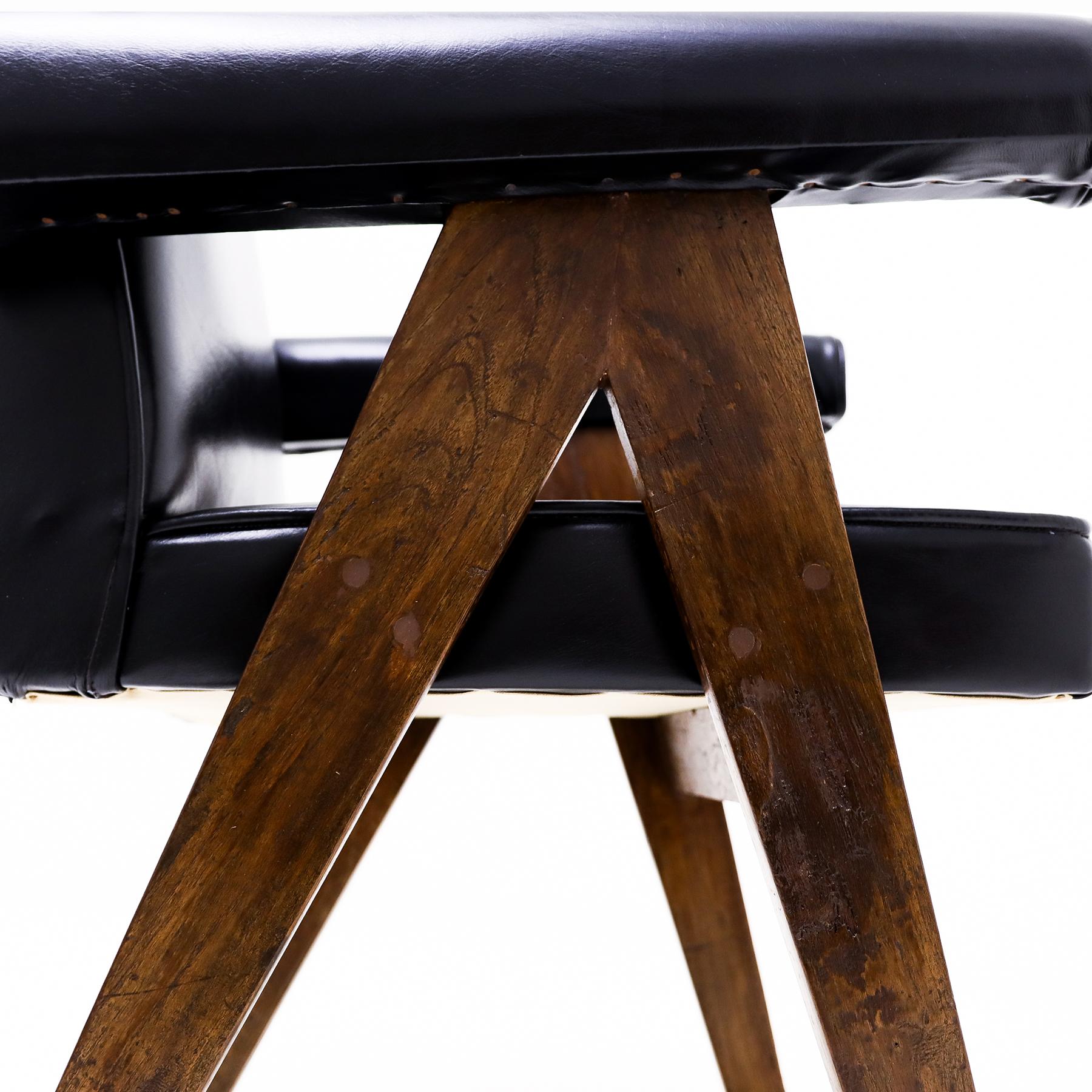 Pierre Jeanneret  X desk with a Model Pj Si 30A Committee Chair, Chandigarh, 60s For Sale 8