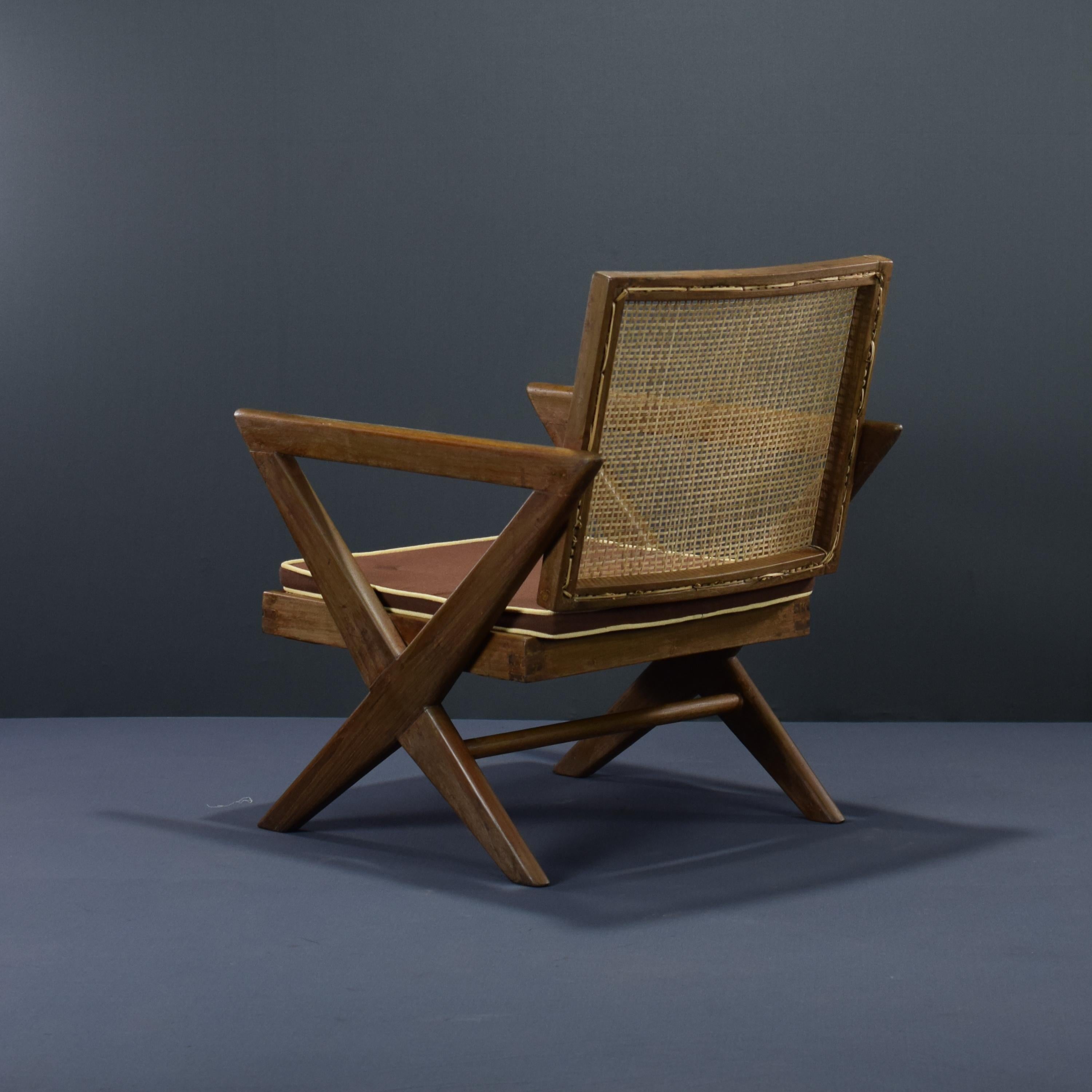 Indian Pierre Jeanneret X-Easy Armchair Authentic Mid-Century Modern Chandigarh For Sale