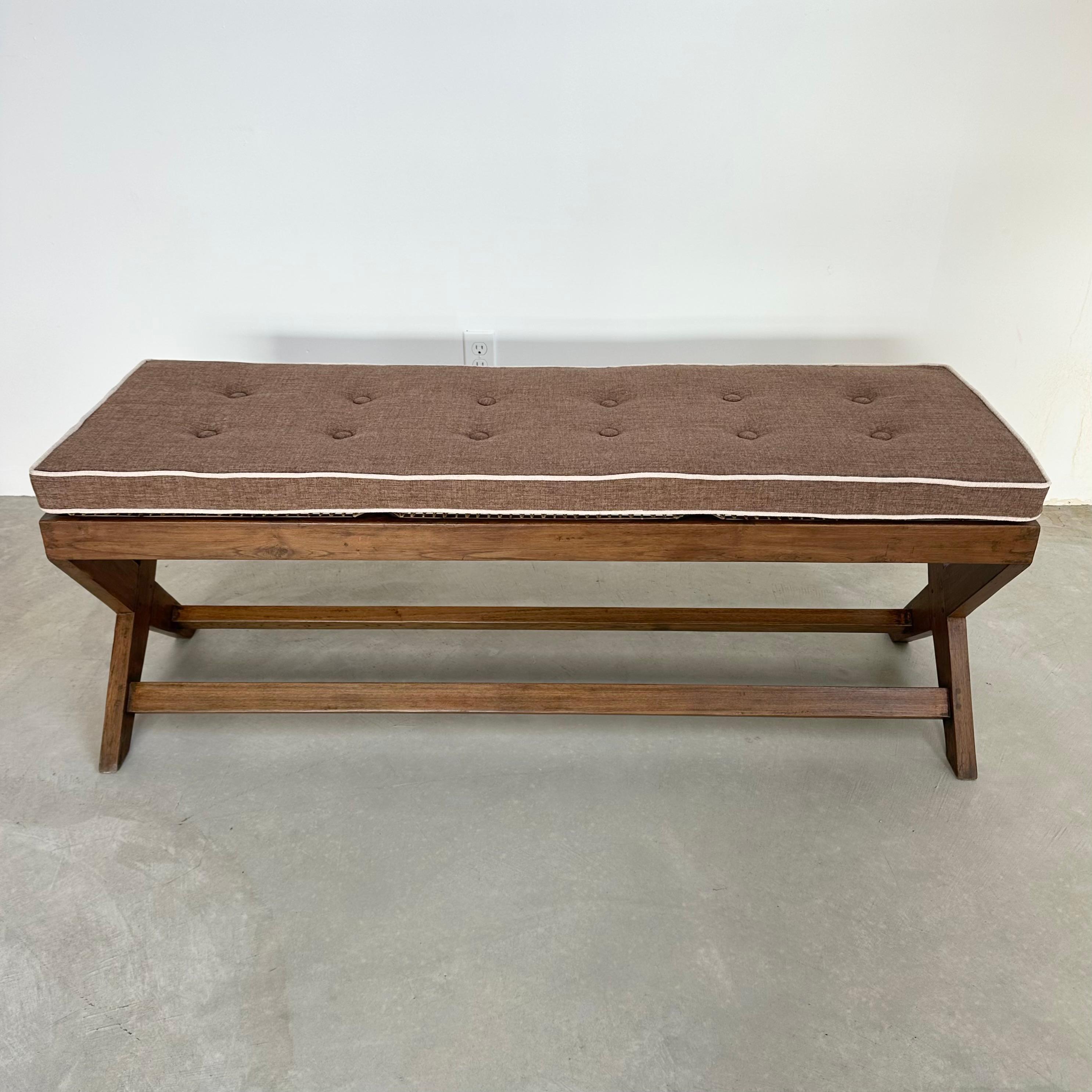 Indian Pierre Jeanneret X Leg Bench, 1950s Chandigarh