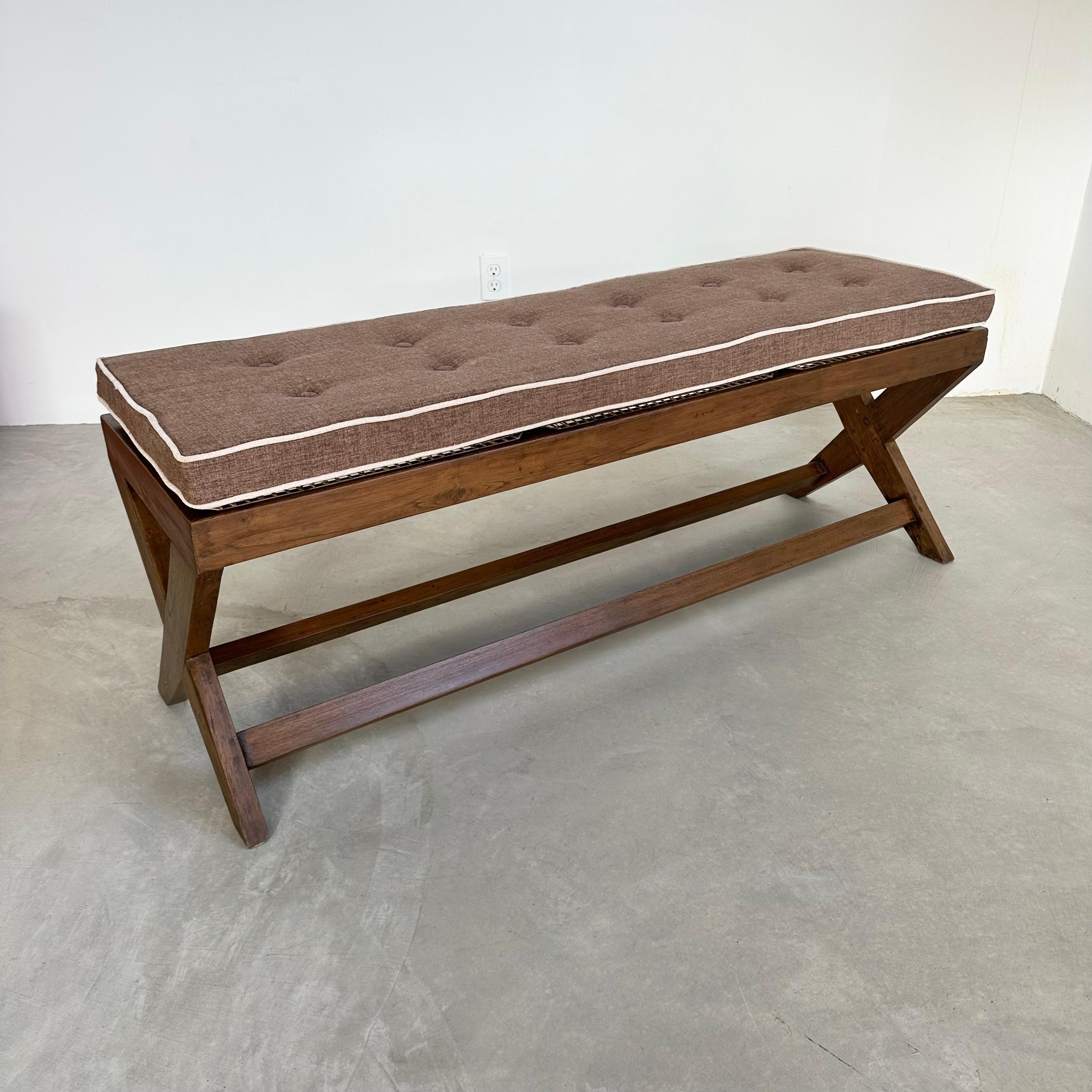 Pierre Jeanneret X Leg Bench, 1950s Chandigarh In Excellent Condition In Los Angeles, CA