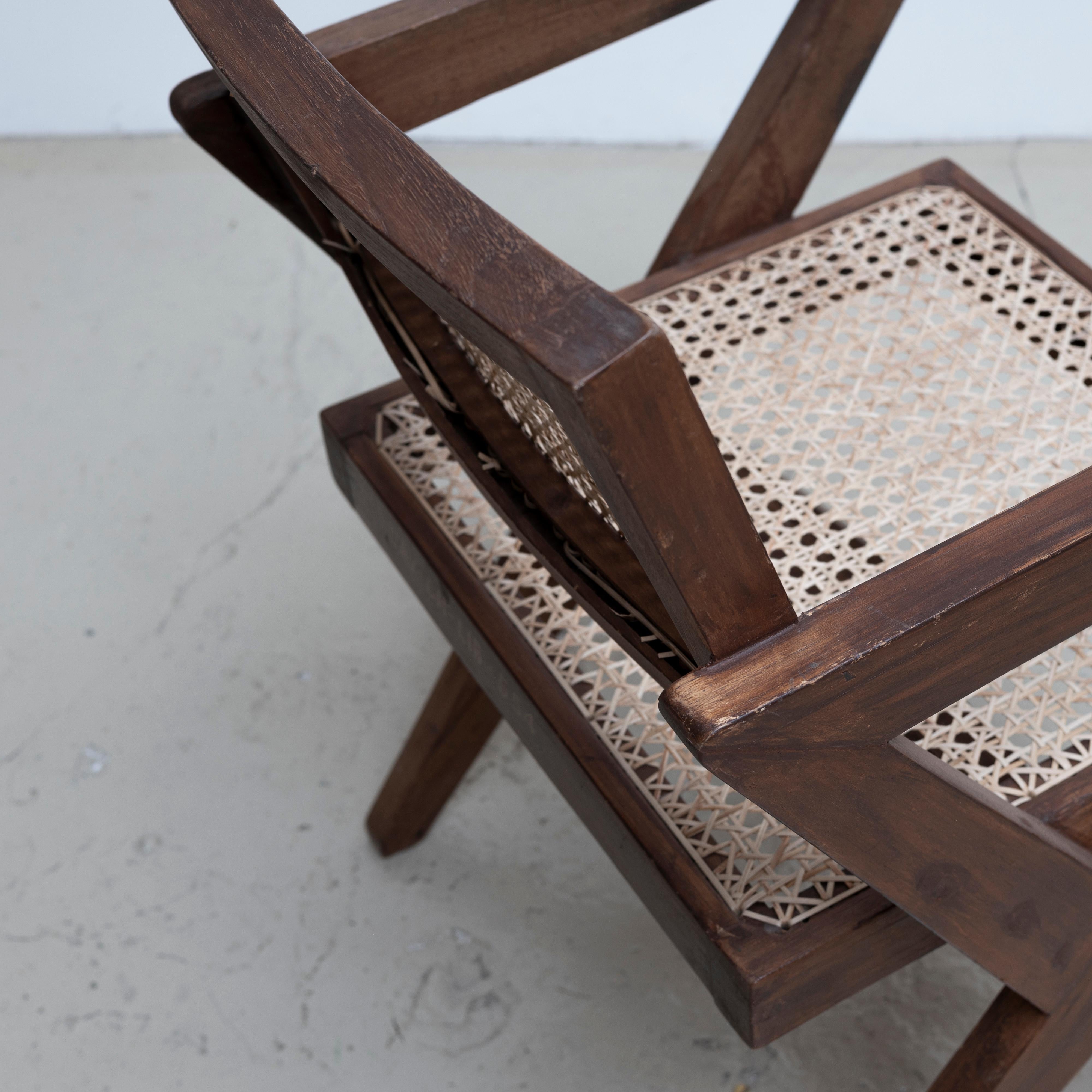 Pierre Jeanneret X-Leg Office Chair, circa 1960s, Chandigarh, India For Sale 6