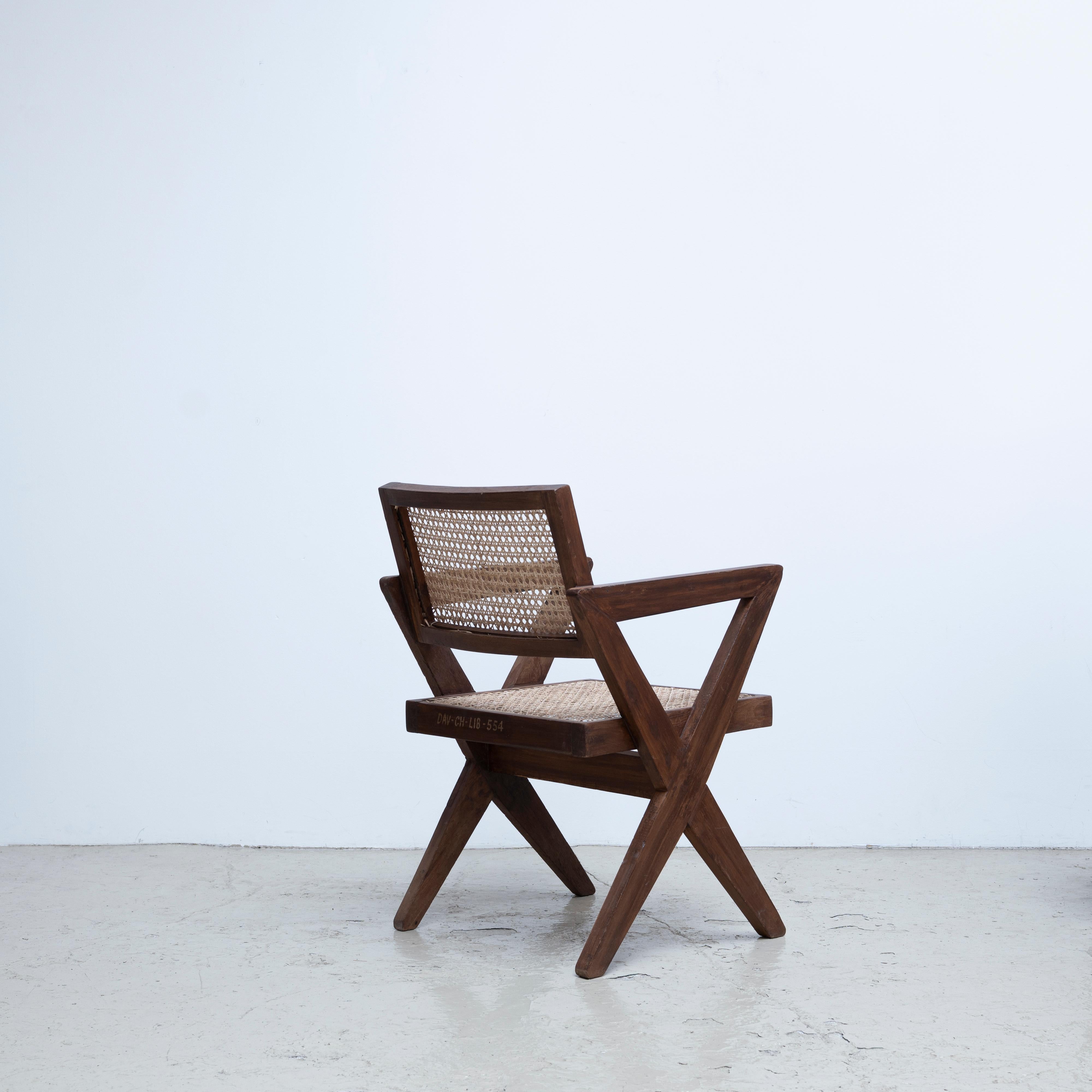 Mid-20th Century Pierre Jeanneret X-Leg Office Chair, circa 1960s, Chandigarh, India For Sale