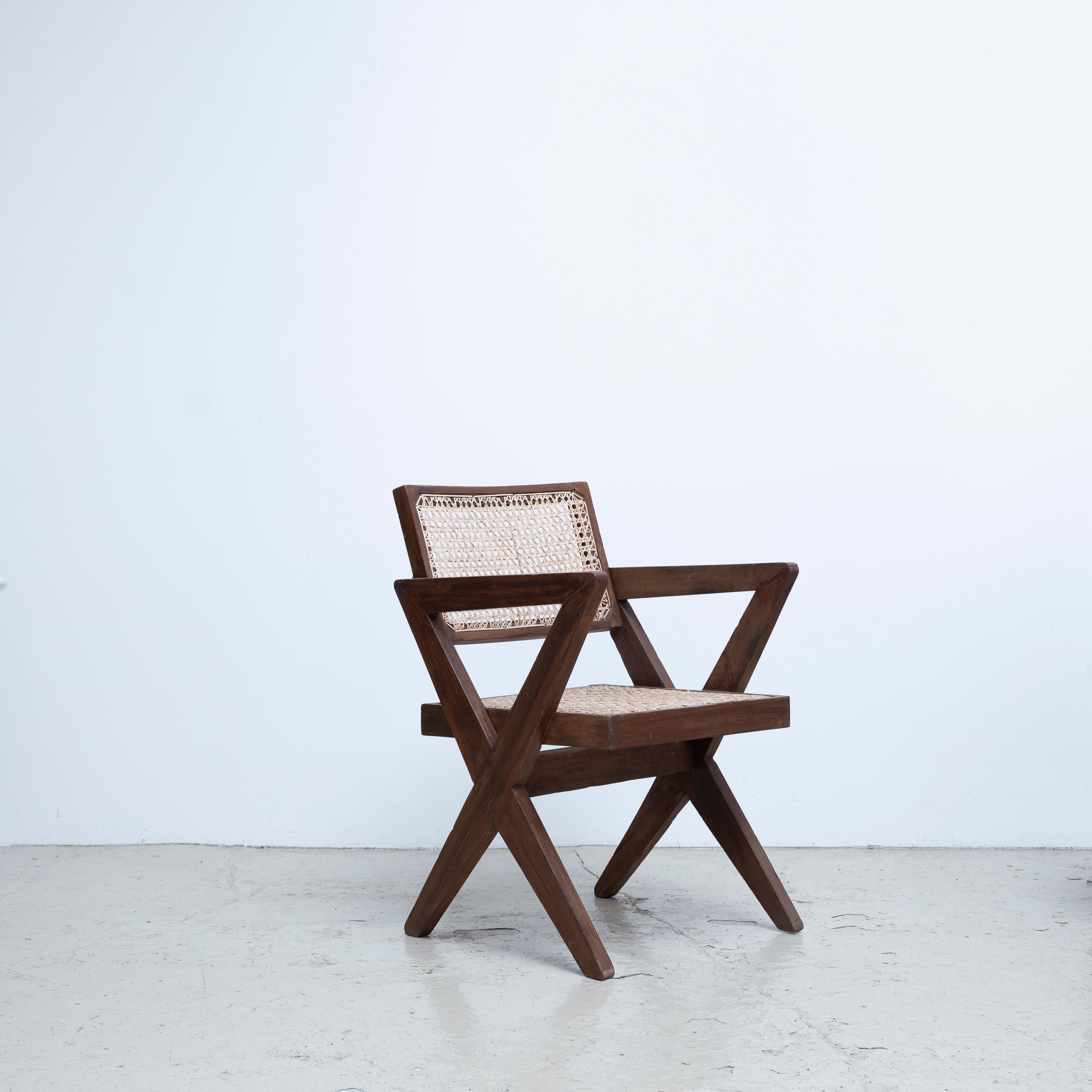Pierre Jeanneret X-Leg Office Chair, circa 1960s, Chandigarh, India For Sale 1