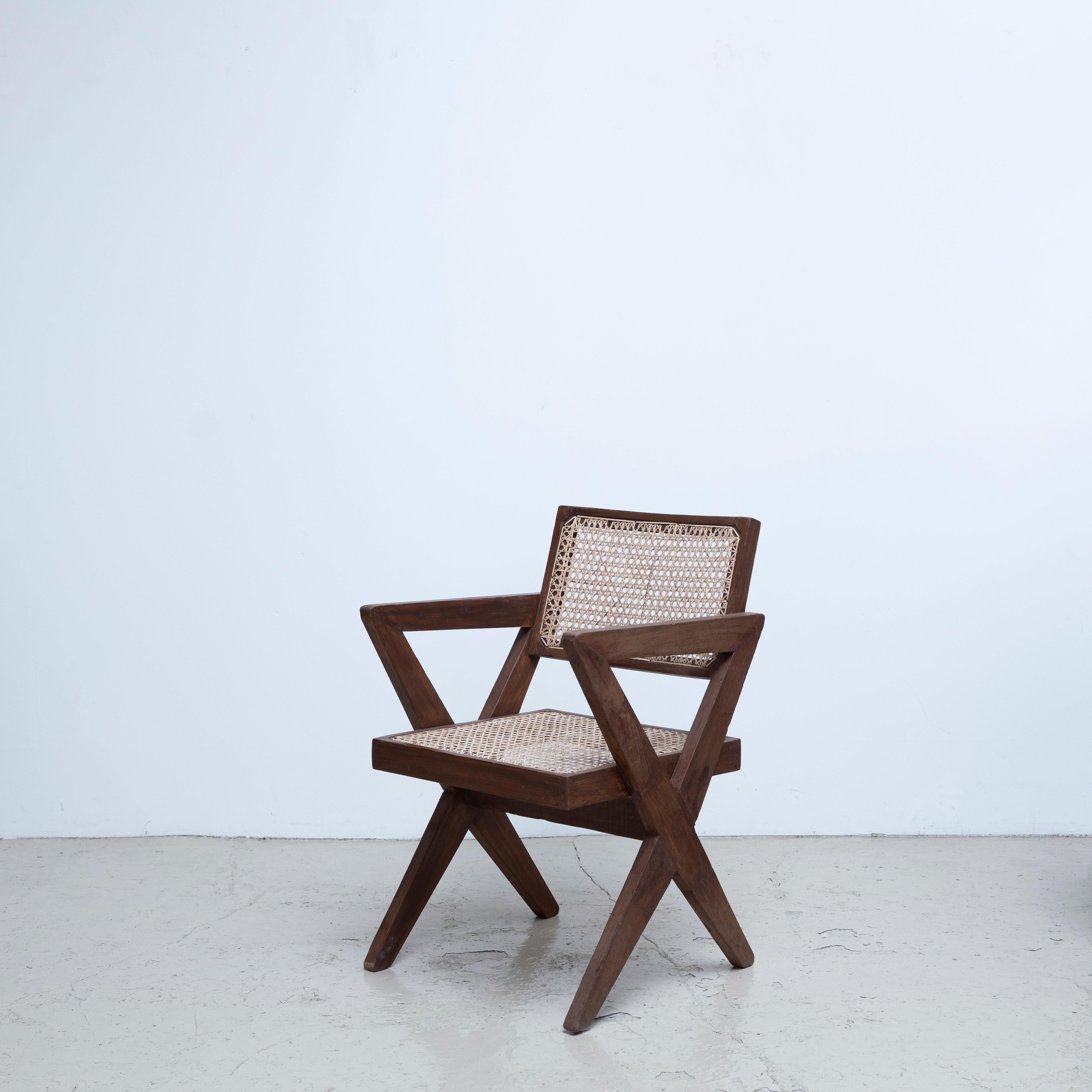 Pierre Jeanneret X-Leg Office Chair, circa 1960s, Chandigarh, India For Sale 2