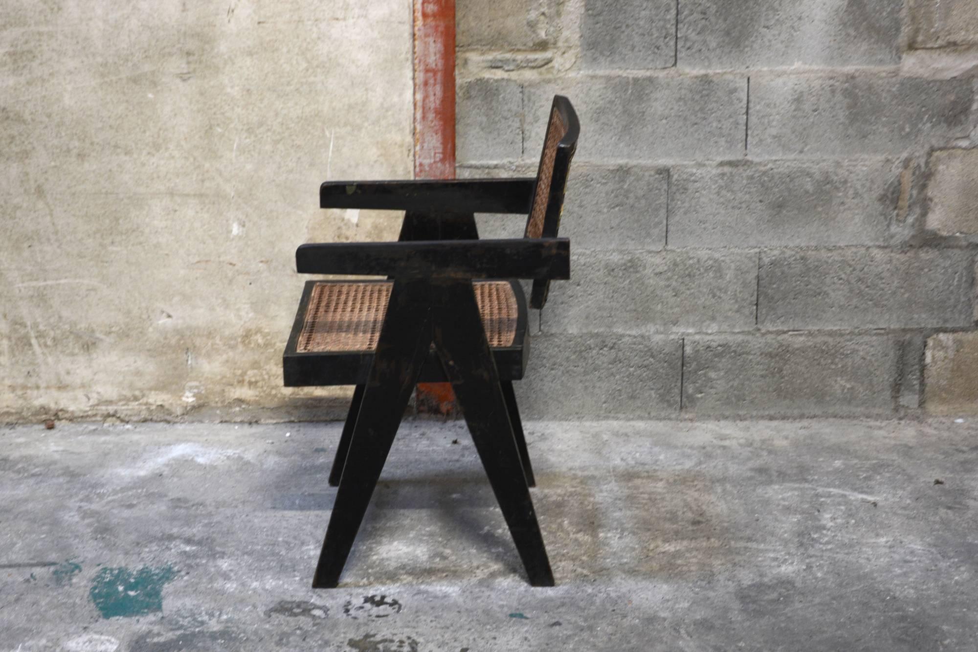 Thread Pierre Jeanneret, Rare Set of five Office Chairs in Their Original Condition