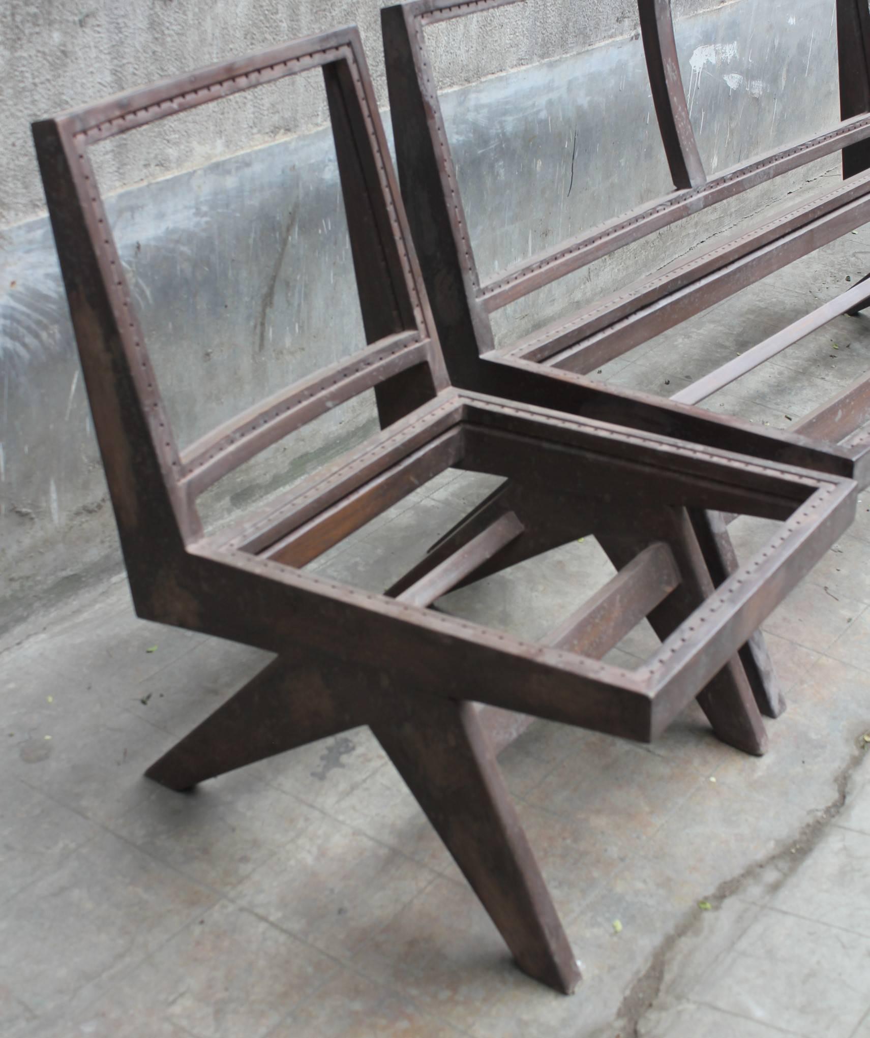 Pierre Jeanneret, Very Rare Caned Sofa Set with Original Lettering For Sale 8