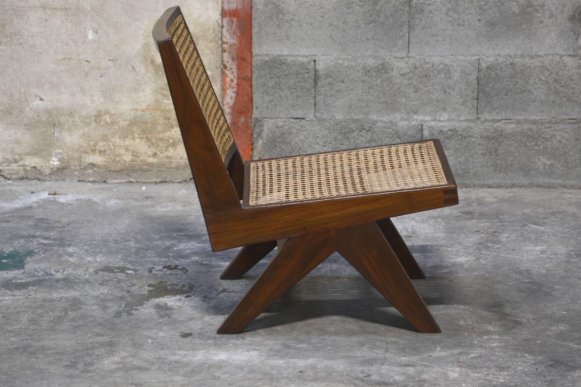 Mid-20th Century Pierre Jeanneret, Very Rare Caned Sofa Set with Original Lettering For Sale