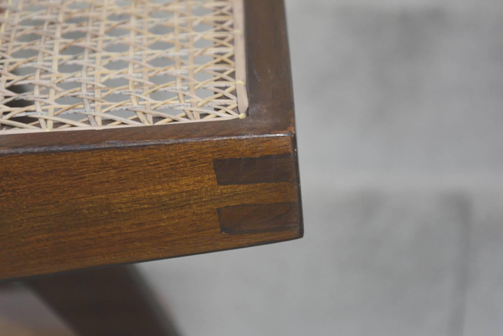 Teak Pierre Jeanneret, Very Rare Caned Sofa Set with Original Lettering For Sale