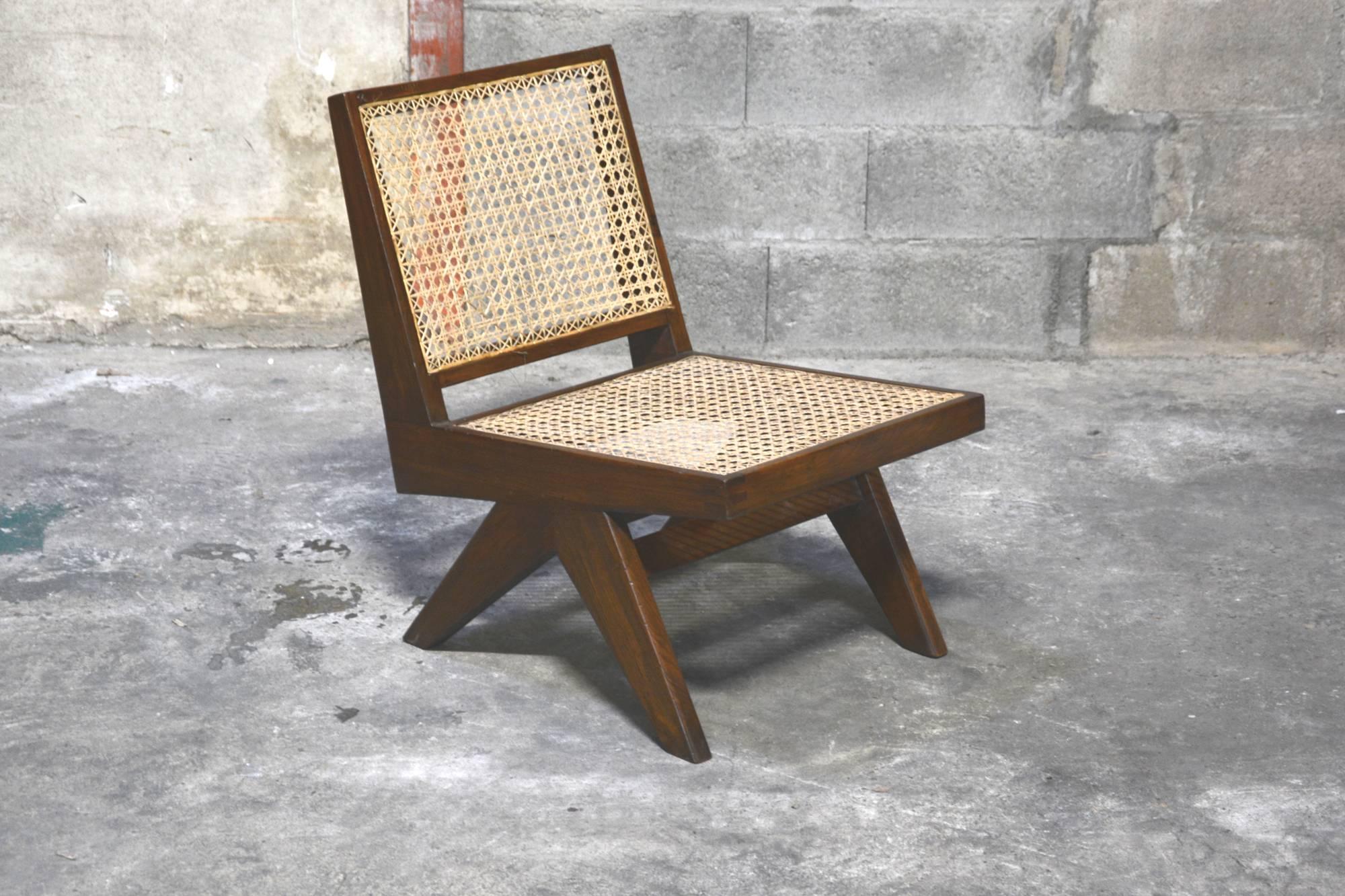 Pierre Jeanneret, Very Rare Caned Sofa Set with Original Lettering For Sale 1