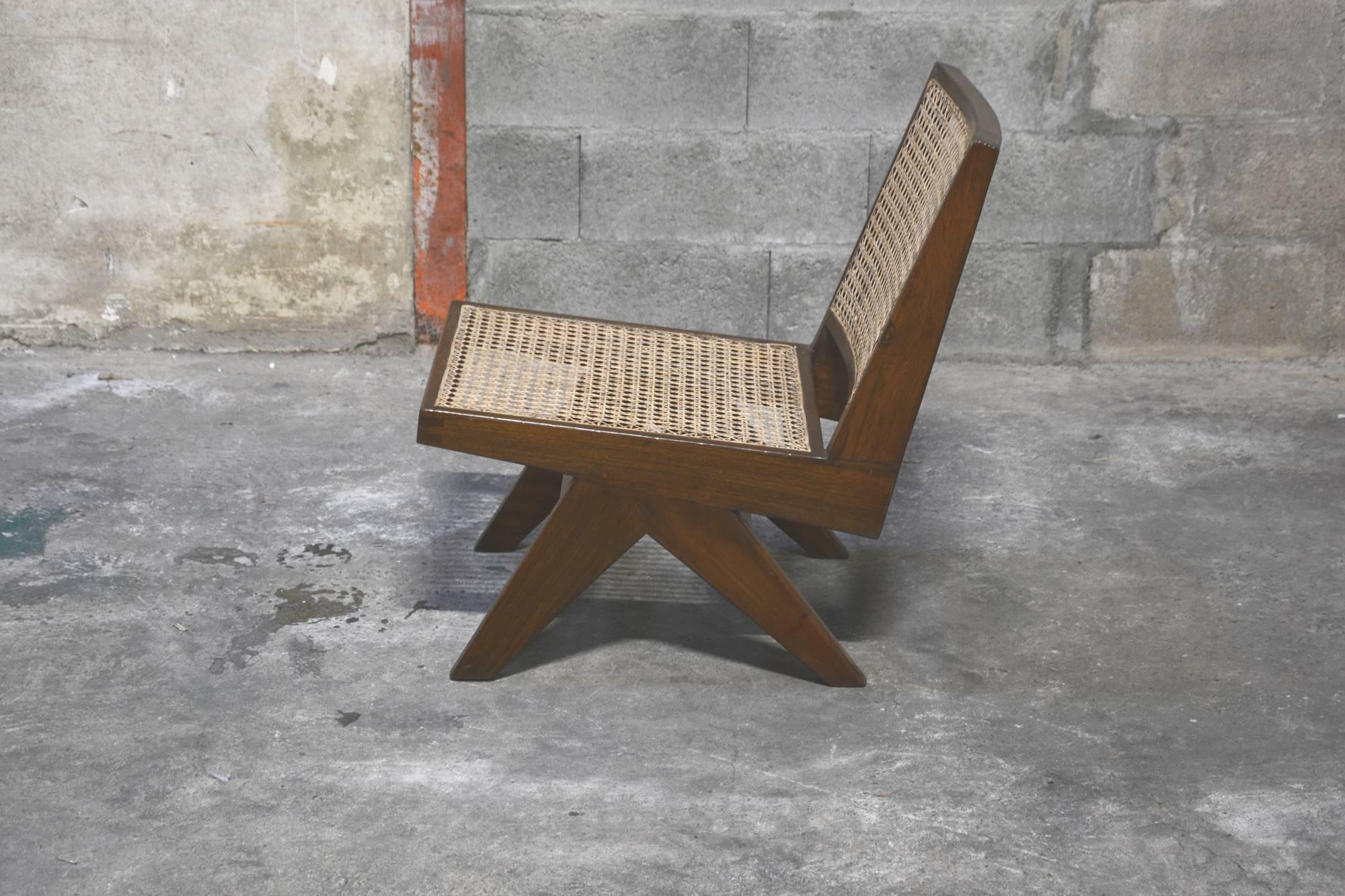 Pierre Jeanneret, Very Rare Caned Sofa Set with Original Lettering For Sale 2