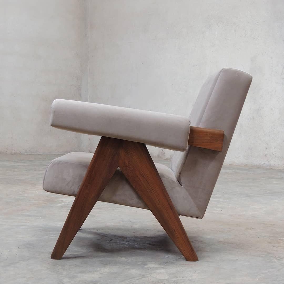 Pierre Jeanneret's Upholstered Armchair, Hand-Sculpted Contemporary Reedition 5