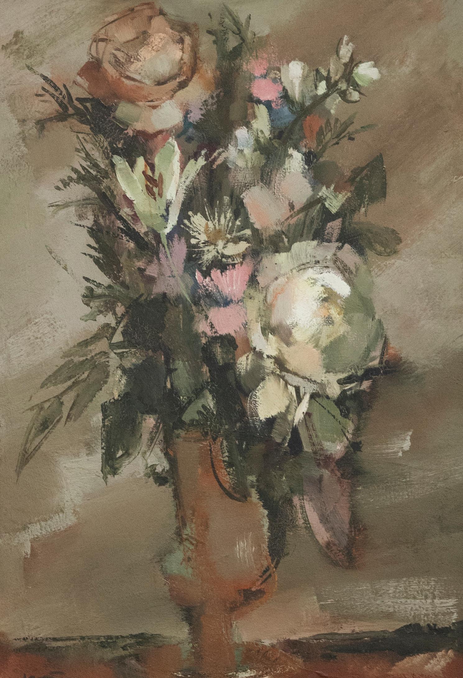 Pierre Jerome (1905-1982) - Mid 20th Century Oil, Peonies and Roses For Sale 1