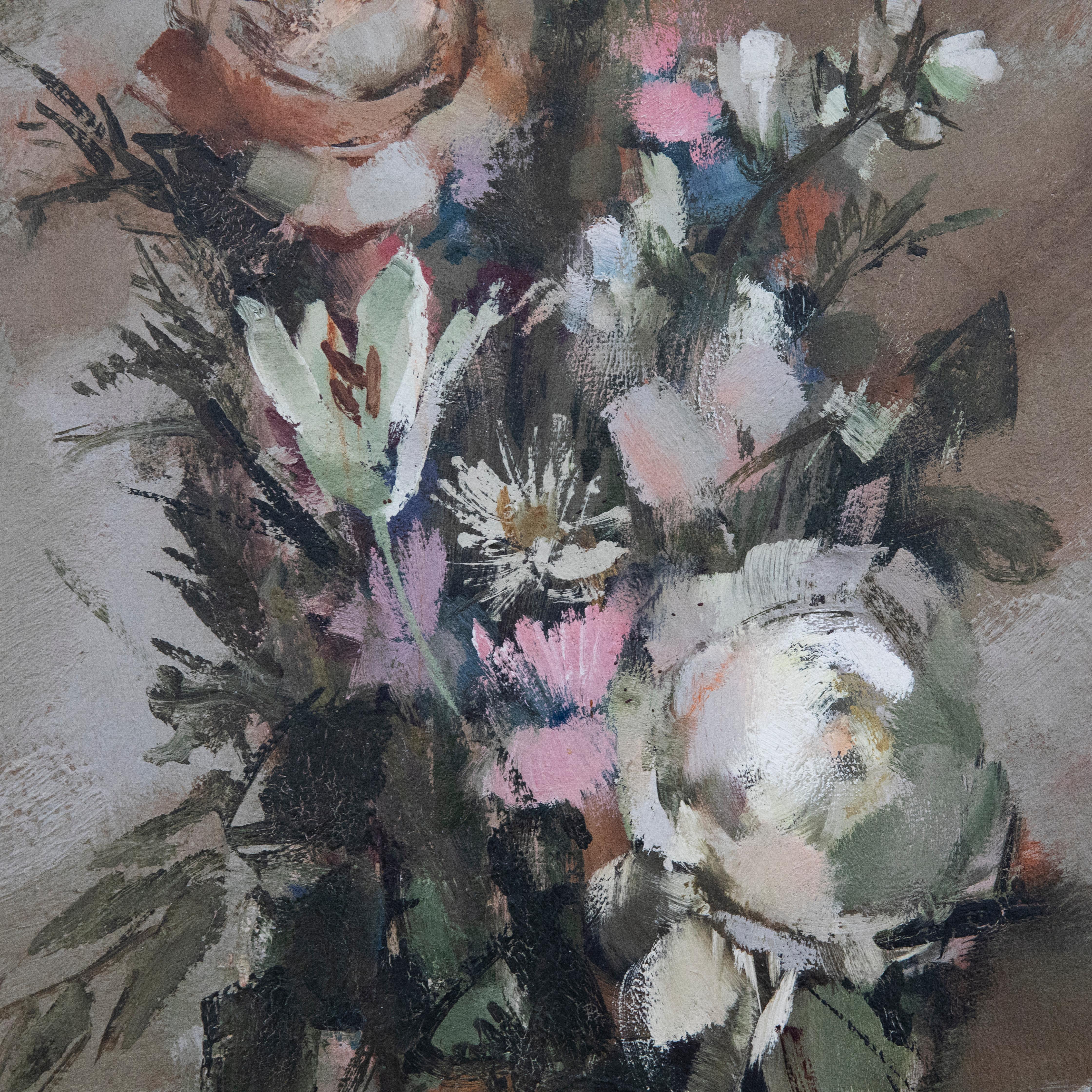 Pierre Jerome (1905-1982) - Mid 20th Century Oil, Peonies and Roses For Sale 3