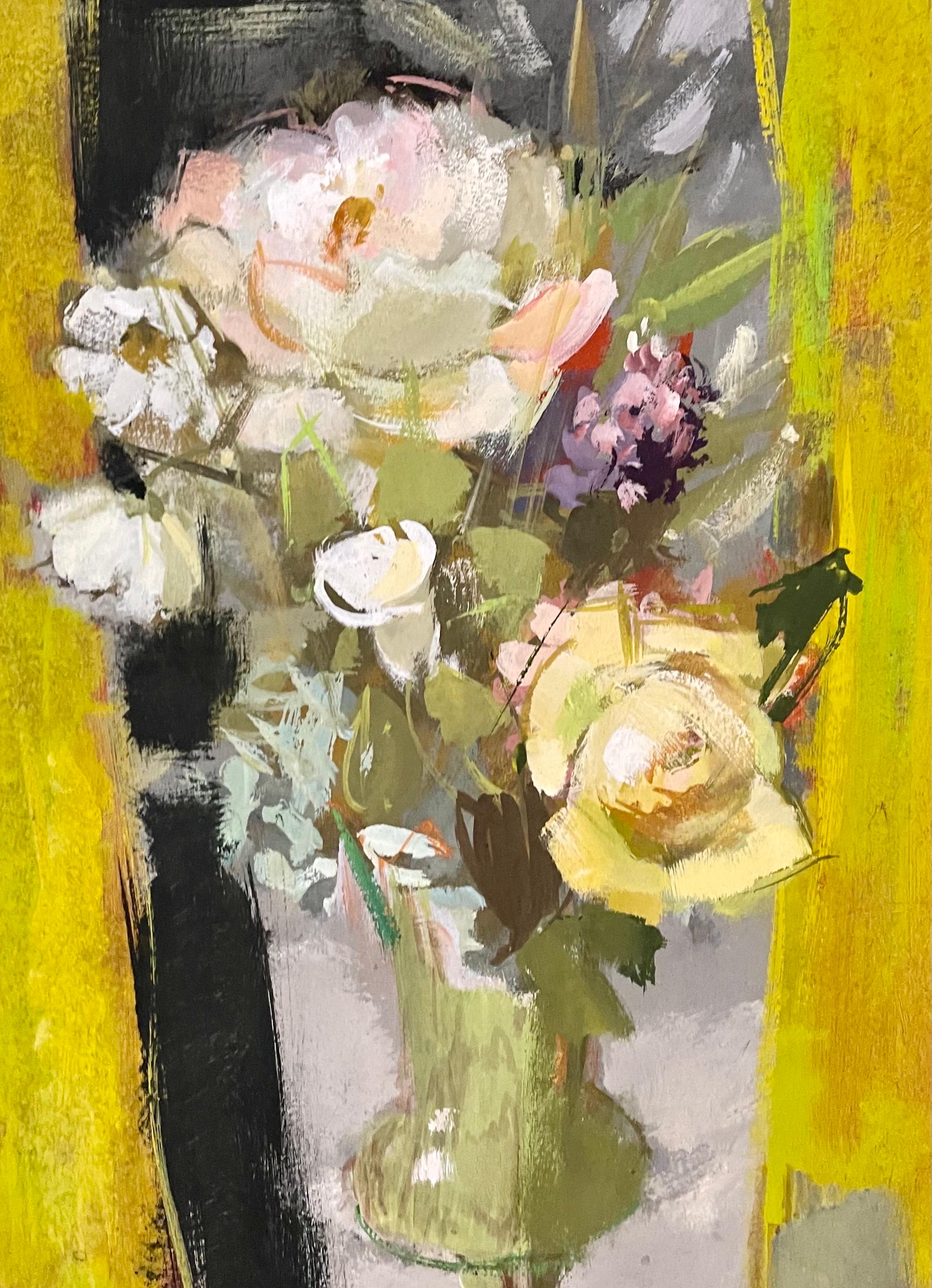 Vibrant Floral Oil Painting Vase of Spring Flowers Pierre Jerome Ecole De Paris For Sale 3