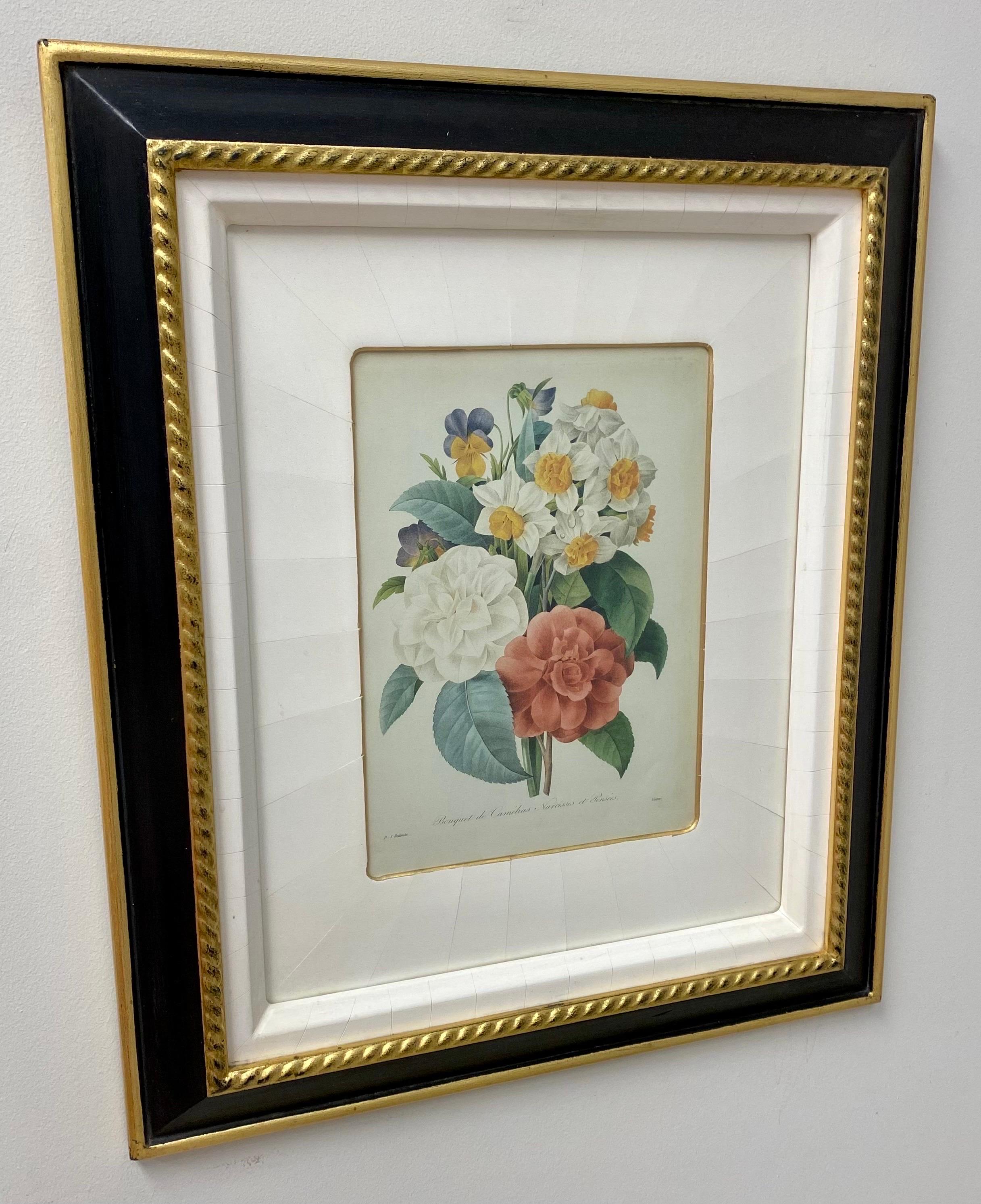 Pierre-Joseph Redoute Anemone Simple & Bouquet De Camelias, Narcisses Et Pensees - Modern Print by Pierre-Joseph Redouté