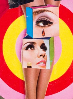 Collage Pop Art français des années 1960 en forme de goutte d'eau de l'artiste français Pierre Jourda
