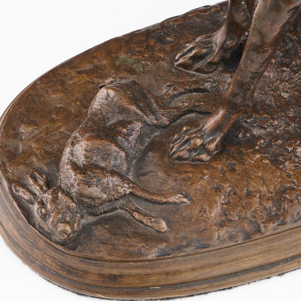 Pierre Jules Men 'Sitting Hound' Rich Brown Mid 19th Century Bronze Sculpture 4