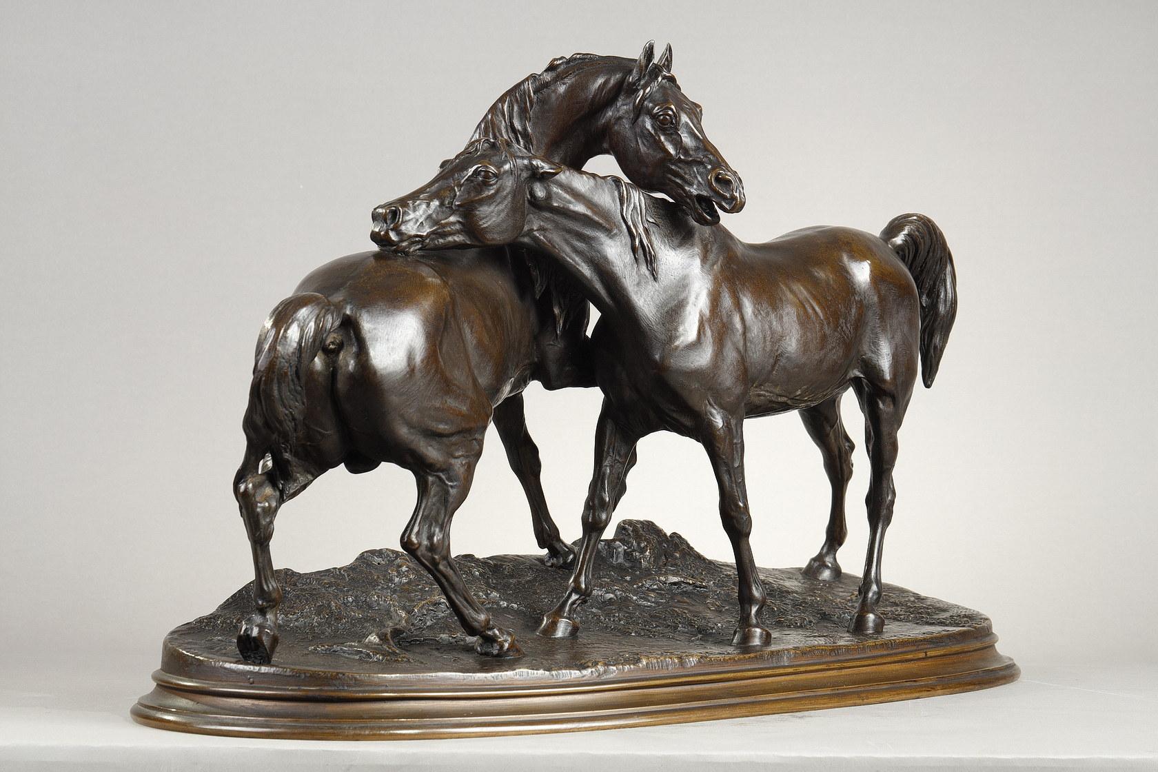 Accolade - French School Sculpture by Pierre-Jules Mene