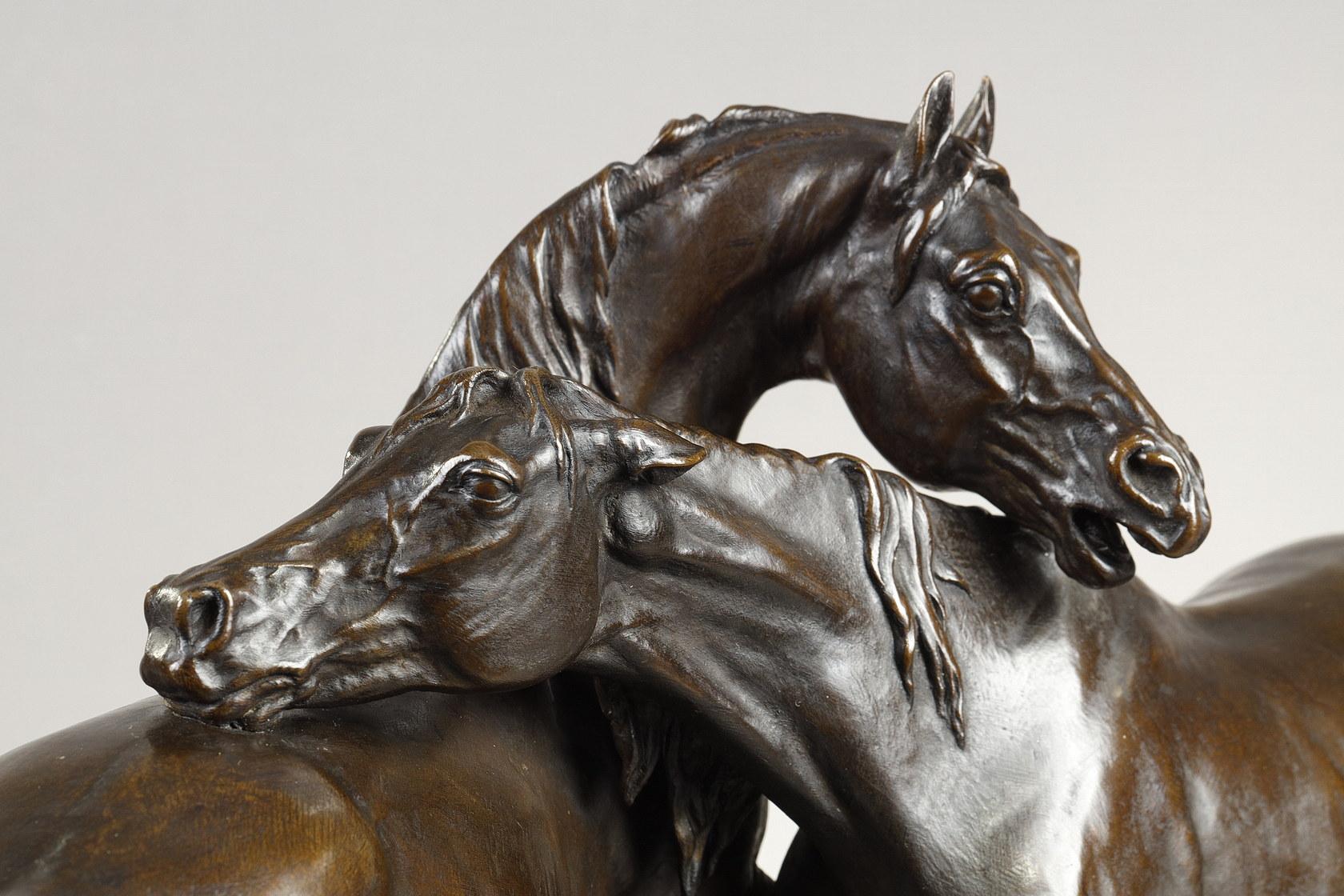 Accolade - Gold Figurative Sculpture by Pierre-Jules Mene