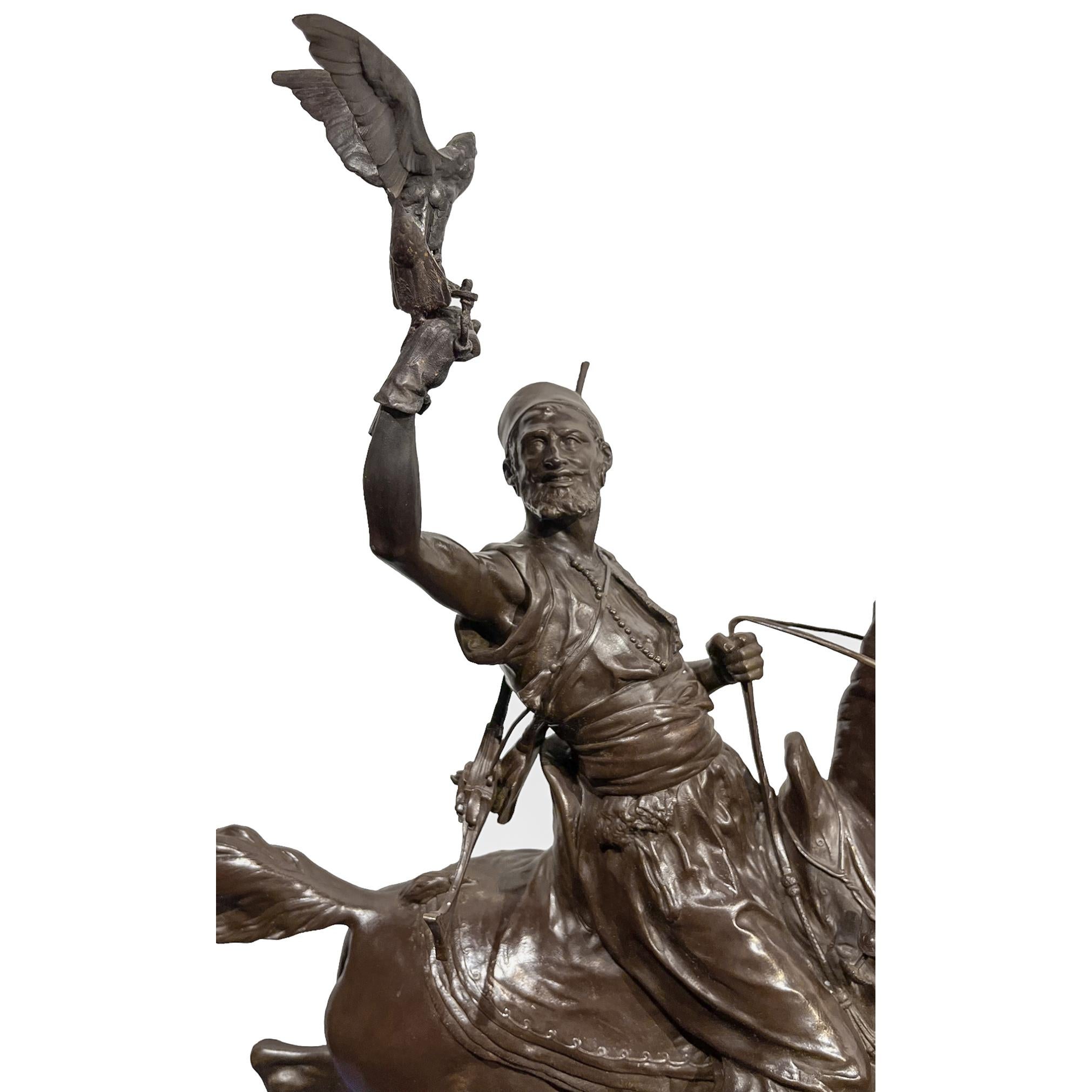 Dynamic Bronze Statue of a Falconer by Pierre-Jules Mene (French, 1810-1879) For Sale 2