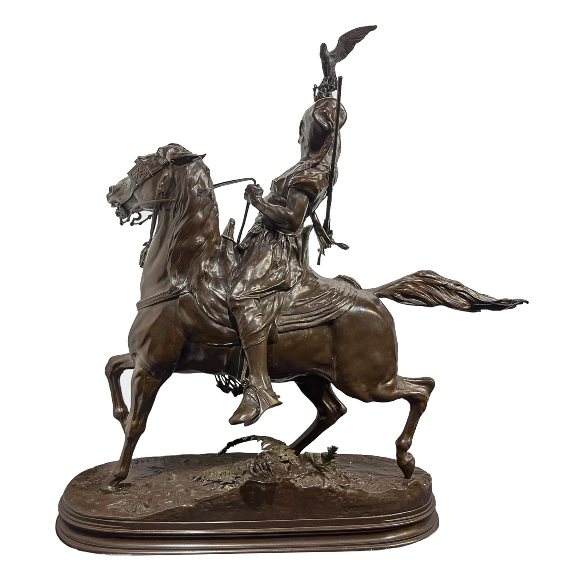 Statue en bronze dynamique d'un fauconnier par Pierre-Jules Mene (Français, 1810-1879) en vente 5