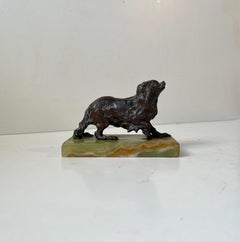 Pierre-Jules Méne (after) Cavalier King Charles Spaniel in Bronze & Green Onyx